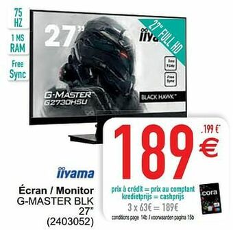 Iiyama écran - monitor g-master blk 27``