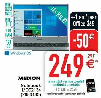 Cora Medion notebook md62134 aanbieding