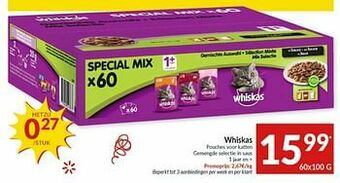Intermarché Whiskas pouches voor katten gemengde selectie in saus aanbieding