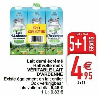 Lait demi écrémé halfvolle melk véritable lait d’ardenne