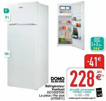 Cora Domo elektro réfrigérateur koelkast do1053tdk aanbieding
