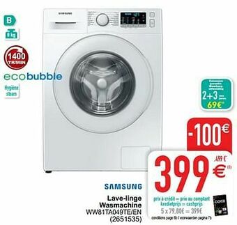 Cora Samsung lave-linge wasmachine ww81ta049te-en aanbieding