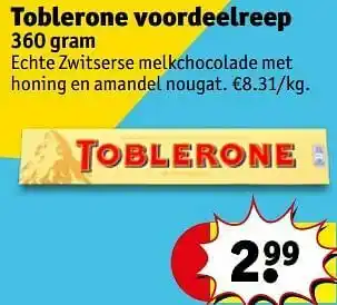 Kruidvat Toblerone voordeelreep aanbieding