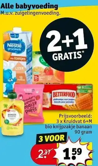 Kruidvat Kruidvat 6+m bio knijpzakje banaan aanbieding
