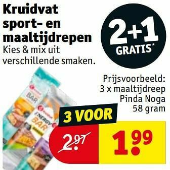 Kruidvat Maaltijdreep pinda noga aanbieding