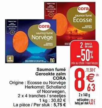 Cora Saumon fumé gerookte zalm cora aanbieding