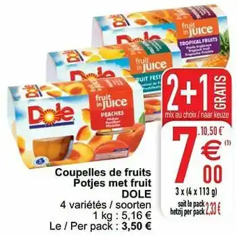 Coupelles de fruits potjes met fruit dole