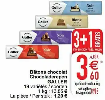 Bâtons chocolat chocoladerepen galler