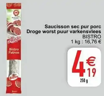 Cora Saucisson sec pur porc droge worst puur varkensvlees bistro aanbieding