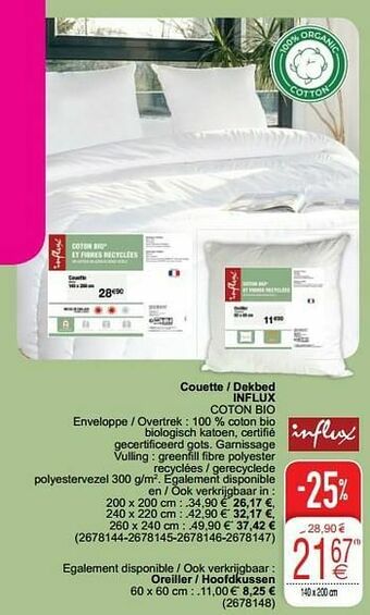 Cora Couette - dekbed influx coton bio aanbieding