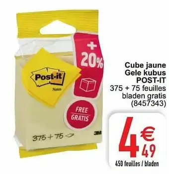 Cora Cube jaune gele kubus post-it aanbieding
