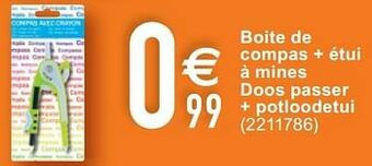 Cora Boite de compas + étui à mines doos passer + potloodetui aanbieding