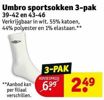 Kruidvat Umbro sportsokken aanbieding