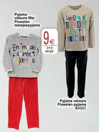 Cora Pyjama velours fille fluwelen meisjespyjama aanbieding