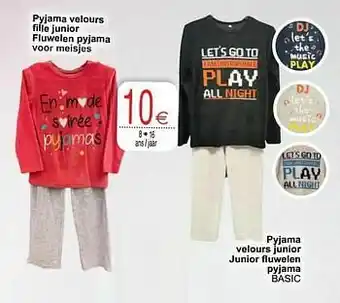 Cora Pyjama velours fille junior fluwelen pyjama voor meisjes aanbieding