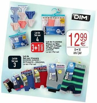 Cora Lot de 4 culottes pitaya ou wax set van 4 pitaya of wax slipjes junior aanbieding