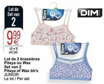 Cora Lot de 2 brassières pitaya ou wax set van 2 pitaya of wax bh’s junior aanbieding