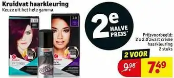 Kruidvat 2.0 zwart crème haarkleuring aanbieding