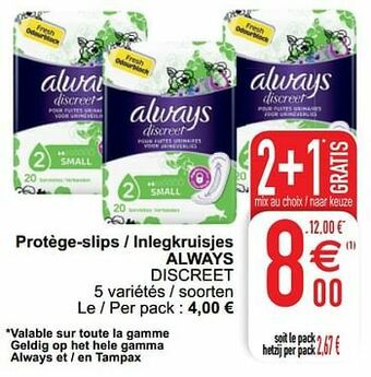 Cora Protège-slips - inlegkruisjes always discreet aanbieding