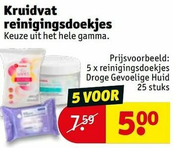 Kruidvat Reinigingsdoekjes droge gevoelige huid aanbieding