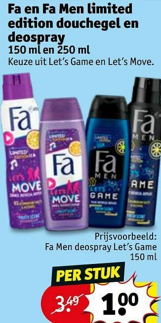 Kruidvat Fa men deospray let’s game aanbieding