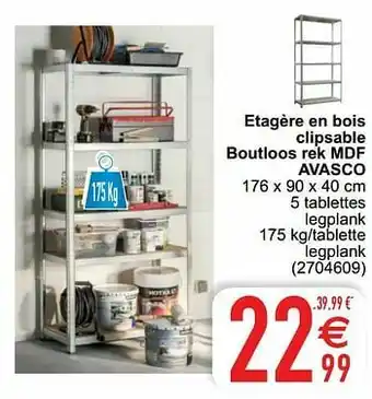 Cora Etagère en bois clipsable boutloos rek mdf avasco aanbieding