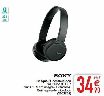 Cora Sony casque - hoofdtelefoon whch510b.ce7 aanbieding