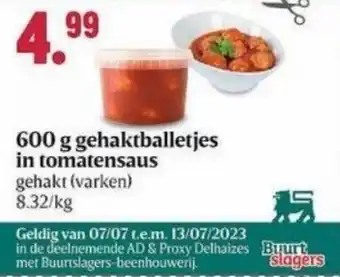 Buurtslagers Gehaktballetjes in tomatensaus 600 g aanbieding
