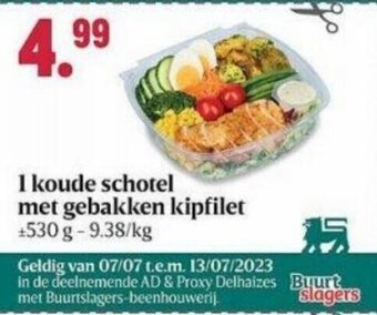 Koude schotel met gebakken kipfilet