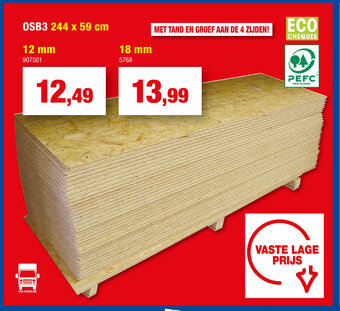 Hubo OSB3 244 x 59 cm 12 mm aanbieding