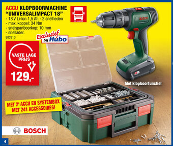 Hubo ACCU KLOPBOORMACHINE "UNIVERSALIMPACT 18" aanbieding