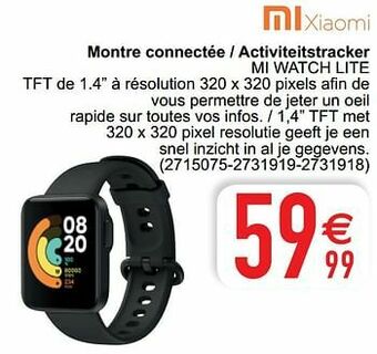 Cora Xiaomi montre connectée - activiteitstracker mi watch lite aanbieding
