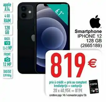 Cora Apple smartphone iphone 12 128 gb aanbieding