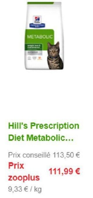 Zooplus Hill's Prescription Diet Metabolic aanbieding