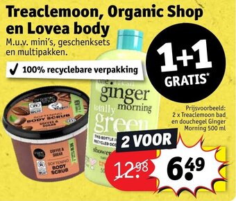Kruidvat Treaclemoon, Organic Shop en Lovea body, 2 x Treaclemoon bad en douchegel Ginger Morning 500 ml aanbieding