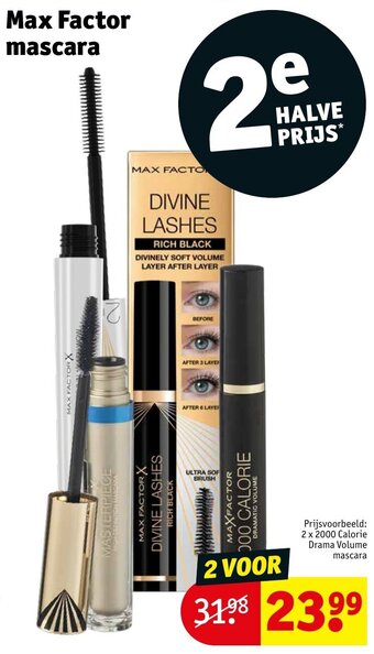 Kruidvat Max Factor mascara, 2 x 2000 Calorie Drama Volume mascara aanbieding