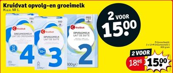 Kruidvat Kruidvat opvolg-en groeimelk Prijsvoorbeeld: 2 x 12+M Dreumesmelk 4 800 gram aanbieding
