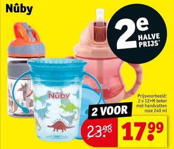 Kruidvat Nûby, Prijsvoorbeeld: 2 x 12+M beker met handvatten roze 240 ml aanbieding