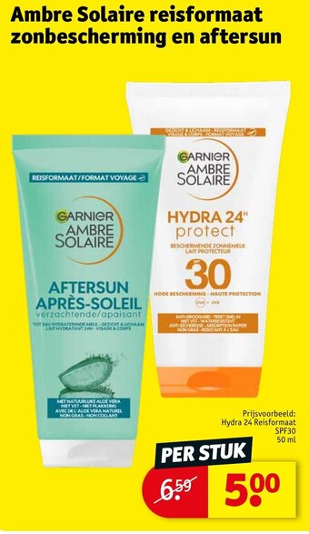 Kruidvat Ambre Solaire reisformaat zonbescherming en aftersun, Prijsvoorbeeld: Hydra 24 Reisformaat SPF30 50 ml aanbieding