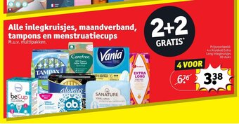 Alle inlegkruisjes, maandverband, tampons en menstruatiecups