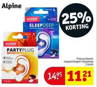 Kruidvat Alpine, Prijsvoorbeeld: slaapoordoppen Sleepdeep 2 stuks aanbieding