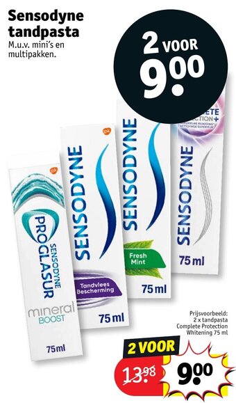 Kruidvat Sensodyne tandpasta Prijsvoorbeeld: 2 x tandpasta Complete Protection Whitening 75 ml aanbieding