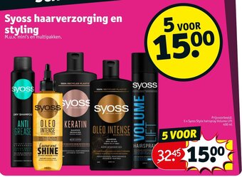 Kruidvat Syoss haarverzorging en styling, 5 x Syoss Style hairspray Volume Lift 400 ml aanbieding