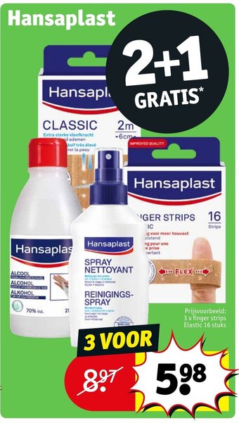 Kruidvat Hansaplast, Prijsvoorbeeld: 3 x finger strips Elastic 16 stuks aanbieding