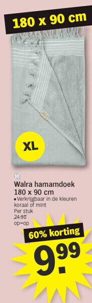 Albert Heijn Walra hamamdoek 180 x 90 cm aanbieding