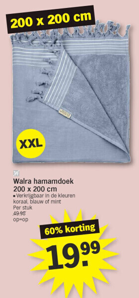 Albert Heijn Walra hamamdoek 200 x 200 cm aanbieding