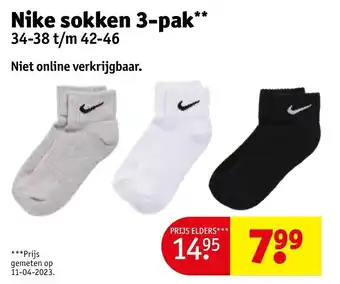 Kruidvat Nike sokken 3-pak** 34-38 t/m 42-46 aanbieding