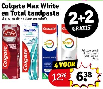 Kruidvat Colgate Max White en Total tandpasta Prijsvoorbeeld: 4 x tandpasta Total Original 75 ml aanbieding