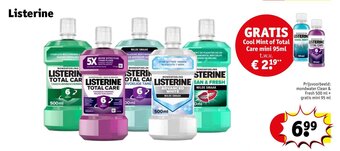 Kruidvat Listerine Prijsvoorbeeld: mondwater Clean & Fresh 500 ml + gratis mini 95 ml aanbieding