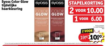 Kruidvat Syoss Color Glow tijdelijke haarkleuring 2 x Glow Pompeian Red aanbieding